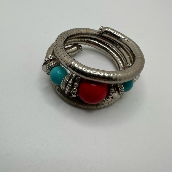Sassy Jones Javeta Wrap Bracelet Bubblegum Silver T Snake Wrap Chunky Statement - Picture 5 of 7